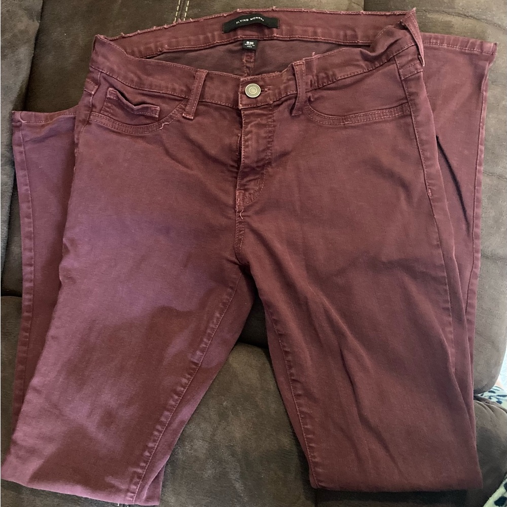 Flying monkey burgundy skinny jeans
